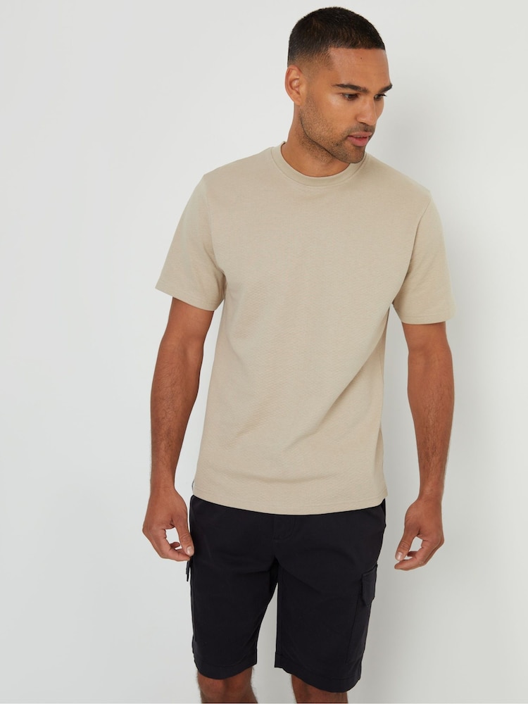 Threadbare Natural Textured Crew Neck T-Shirt - Image 1 of 4 Threadbare Natural Textured Crew Neck T-Shirt - Image 1 of 4