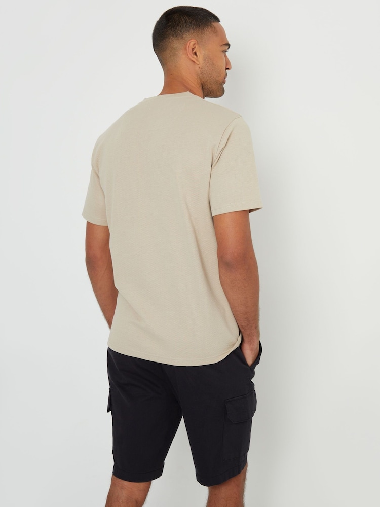 Threadbare Natural Textured Crew Neck T-Shirt - Image 2 of 4 Threadbare Natural Textured Crew Neck T-Shirt - Image 2 of 4