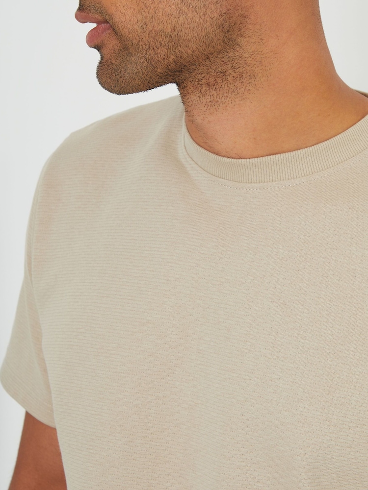 Threadbare Natural Textured Crew Neck T-Shirt - Image 4 of 4 Threadbare Natural Textured Crew Neck T-Shirt - Image 4 of 4