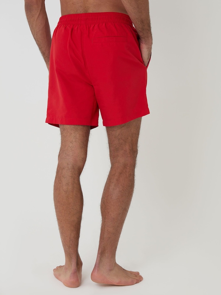 Threadbare Red - Palm Tree Print Embroidered Quick Dry Swim Shorts - Image 2 of 4 Threadbare Red - Palm Tree Print Embroidered Quick Dry Swim Shorts - Image 2 of 4