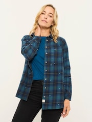 FatFace Bessie Blue Embroidered Check Shirt - Image 1 of 7