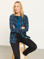 FatFace Bessie Blue Embroidered Check Shirt - Image 2 of 7