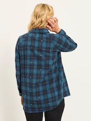 FatFace Bessie Blue Embroidered Check Shirt - Image 5 of 7