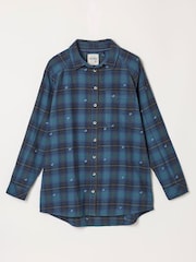 FatFace Bessie Blue Embroidered Check Shirt - Image 6 of 7