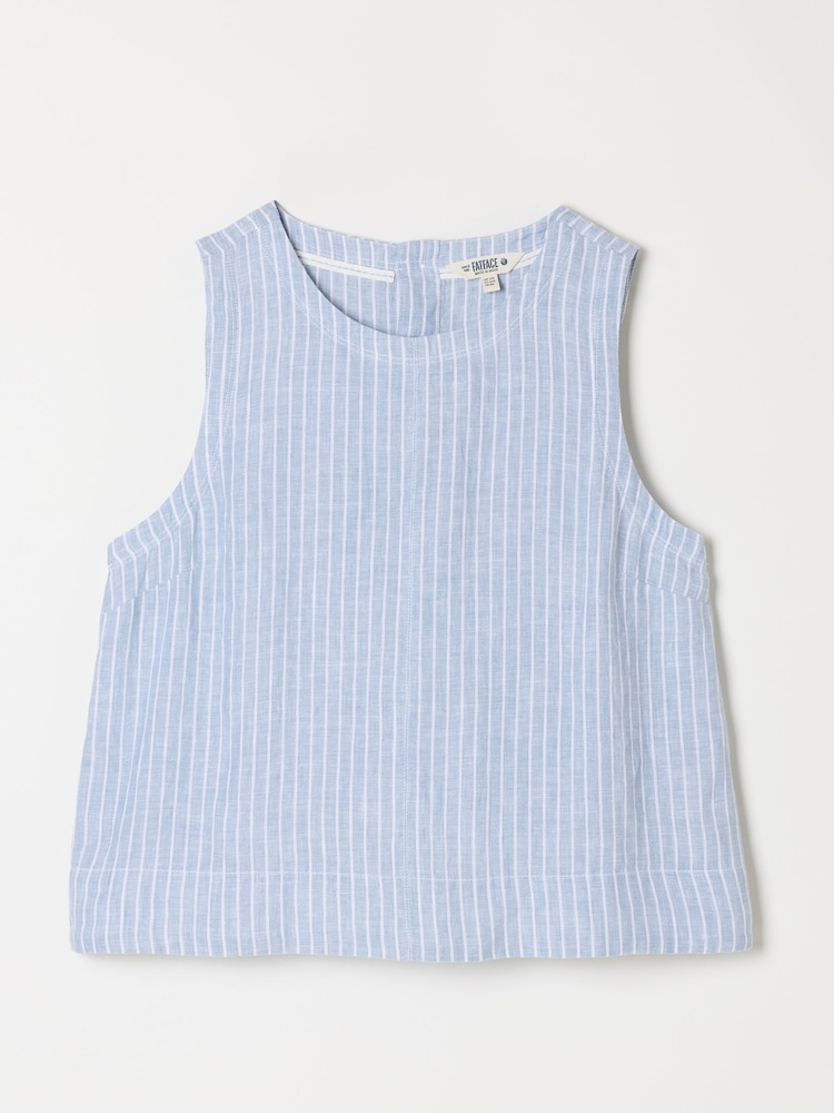 FatFace Dara Blue Petite Linen Blouse - Image 1 of 1