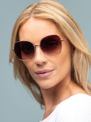 Lesklé zlato - Laura Ashley Oval Sunglasses - Obrázek 1 z 5