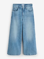 Good American Blue Soft Tech Good Waist Palazzo Cropped Jeans - Image 1 of 1