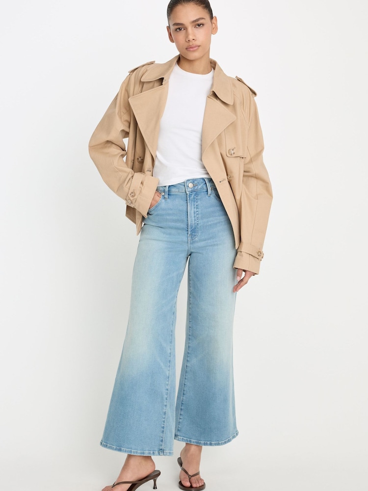 Good American Blue Soft Tech Good Waist Palazzo Cropped Jeans - Image 2 of 7 Good American Blue Soft Tech Good Waist Palazzo Cropped Jeans - Image 2 of 7