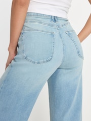 Good American Blue Soft Tech Good Waist Palazzo Cropped Jeans - Image 6 of 7