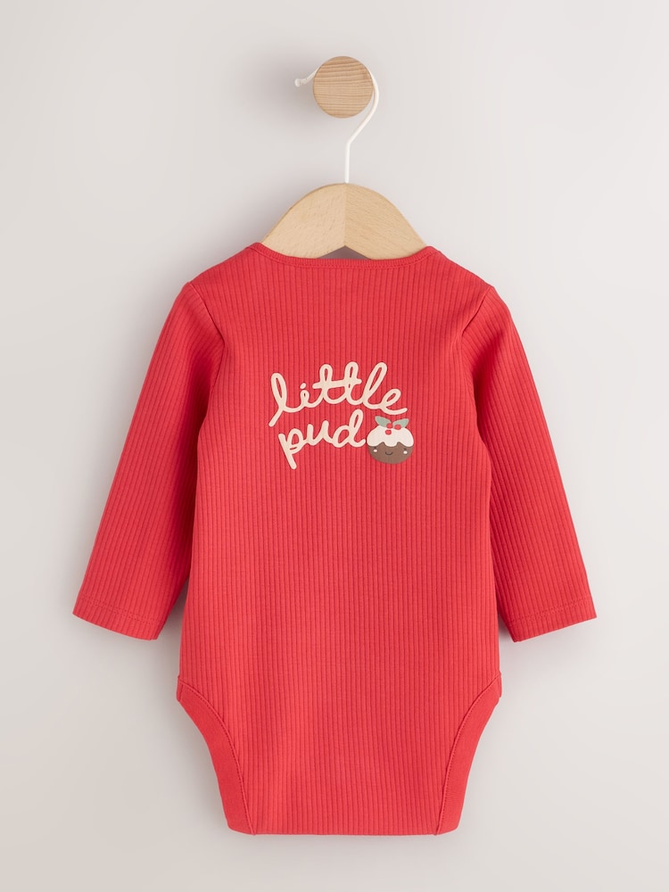 Red Little Pud - Christmas Long Sleeve Baby Bodysuit - 圖片 2，共 4