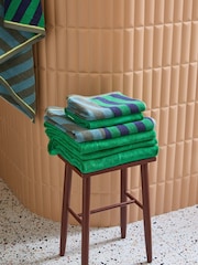 Mapoesie Green Rhythym Cotton 650gsm Velour Jacquard Towel - Image 1 of 4