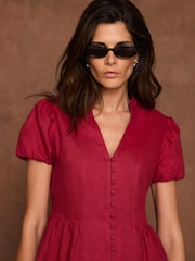 Mint Velvet Red Linen Peplum Top - Image 5 of 7