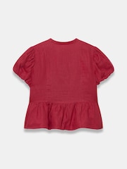 Mint Velvet Red Linen Peplum Top - Image 7 of 7