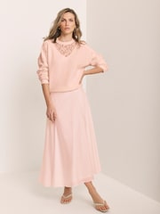 Mint Velvet Pink Lace Detail Sweatshirt - Image 2 of 8