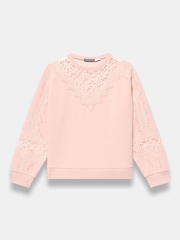 Mint Velvet Pink Lace Detail Sweatshirt - Image 7 of 8