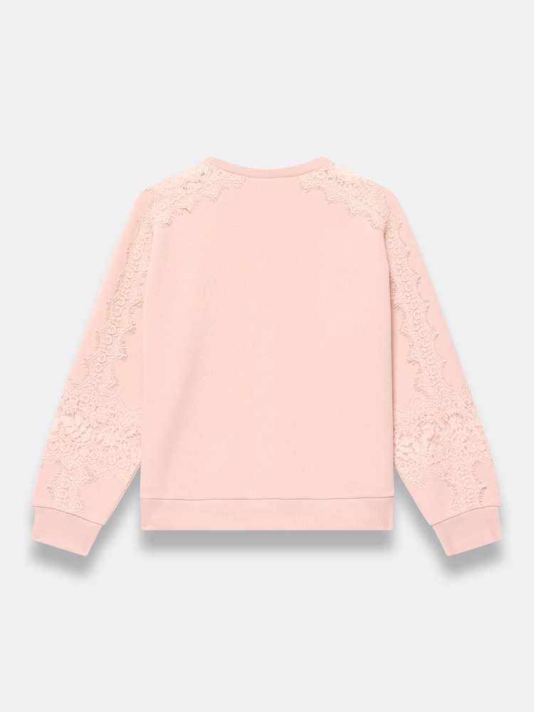 Mint Velvet Pink Lace Detail Sweatshirt - Image 8 of 8