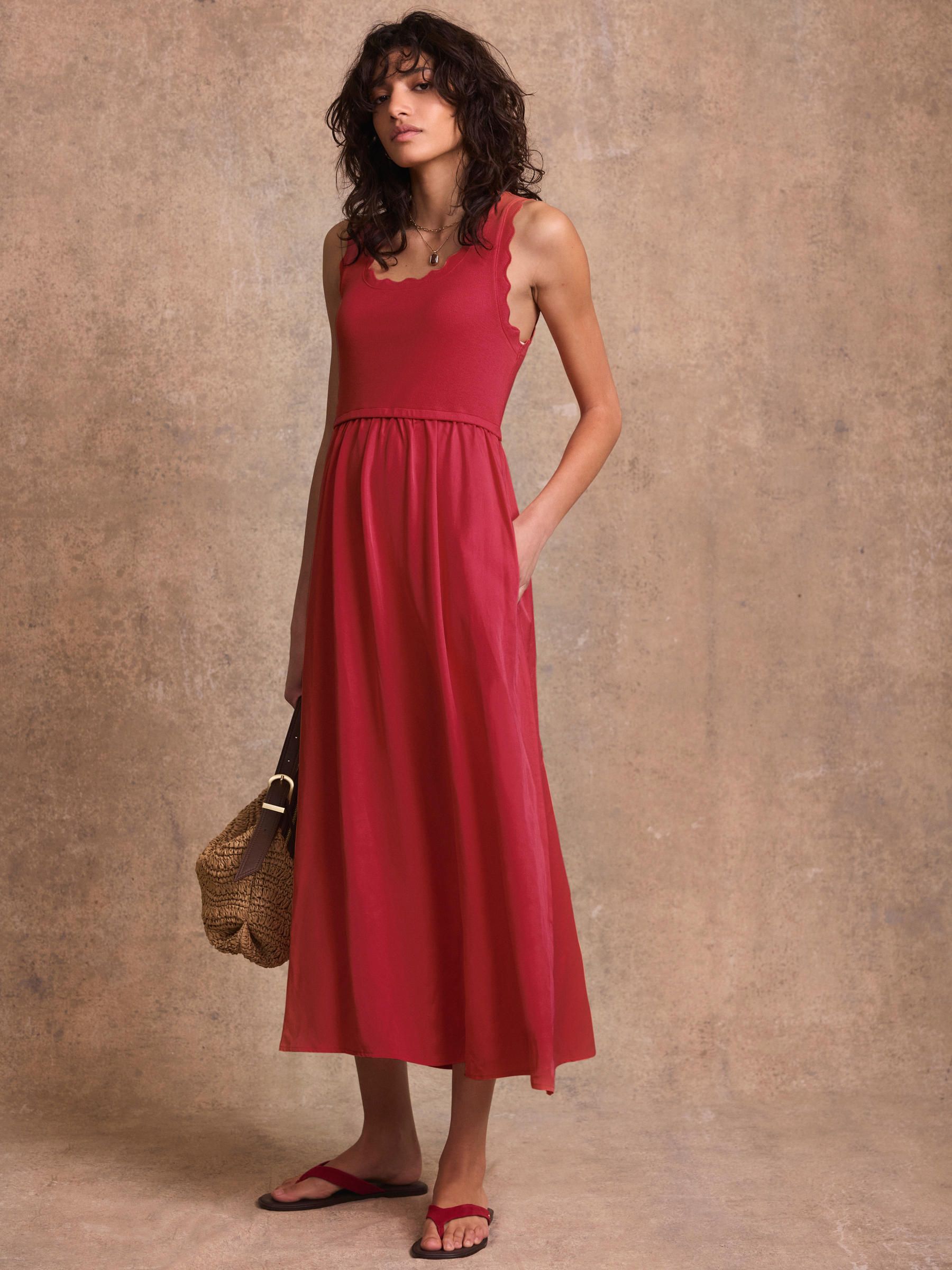 Buy Mint Velvet Red Scallop Trim Midi Dress from Next USA