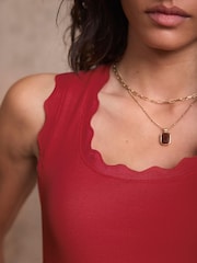 אדום - Mint Velvet, שמלת מידי עם שולי צדפה מעוגלים - תמונה 6 מתוך 8