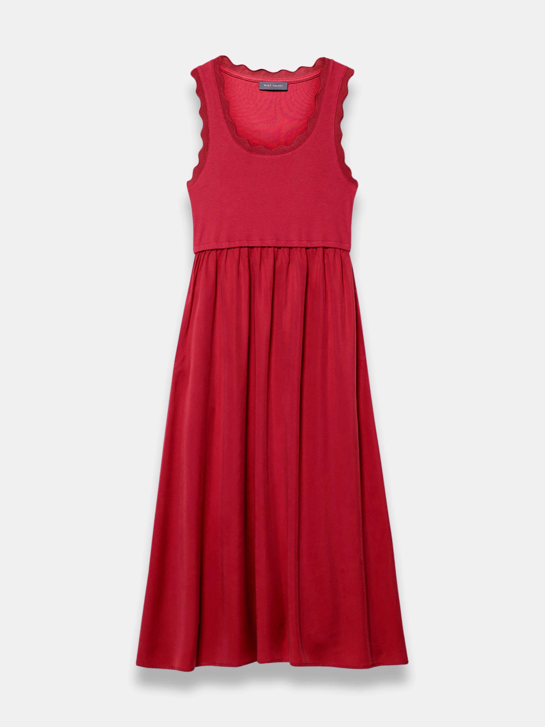 Buy Mint Velvet Red Scallop Trim Midi Dress from Next USA
