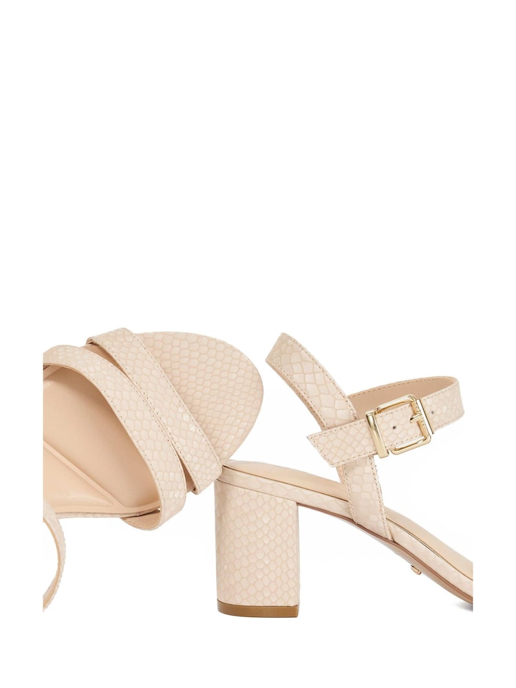 Dune London Natural Standard Fit Leather Merisa Block Heel Sandals - Image 6 of 6