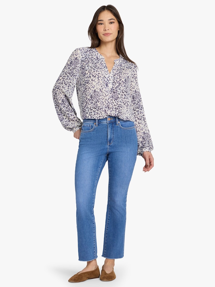 NYDJ Blue Billie Mini Bootcut Ankle Jeans With High Rise And Frayed Hems - Image 1 of 5