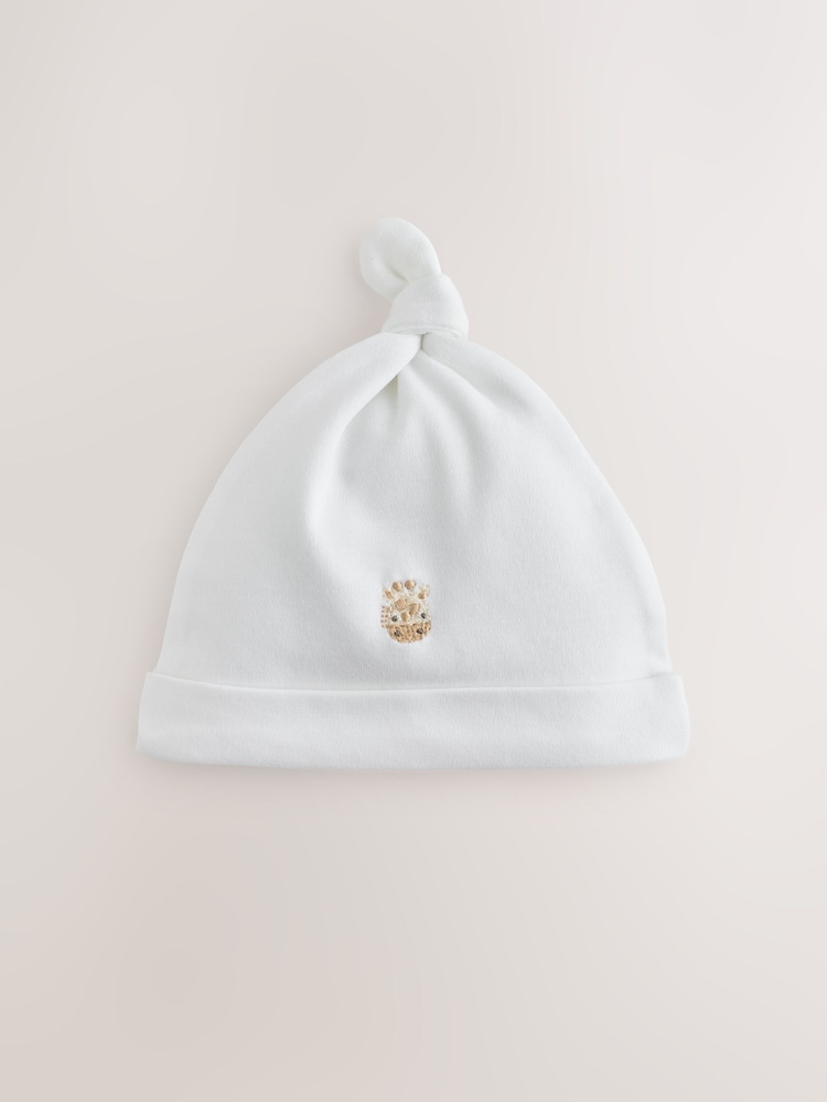 White Mini Safari Animals Tie Top Baby Hats 3 Pack (0-12mths) - Image 2 of 6 White Mini Safari Animals Tie Top Baby Hats 3 Pack (0-12mths) - Image 2 of 6
