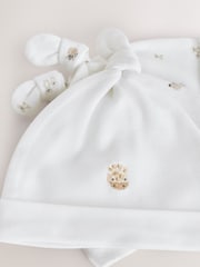 White Mini Safari Animals Tie Top Baby Hats 3 Pack (0-12mths) - Image 5 of 6