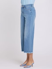 Синий - Широкие укороченные джинсы с завышенной талией и необработанной кромкой NYDJ Coco - Изображение 3 5