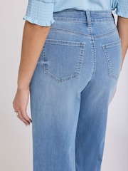 Синий - Широкие укороченные джинсы с завышенной талией и необработанной кромкой NYDJ Coco - Изображение 5 5