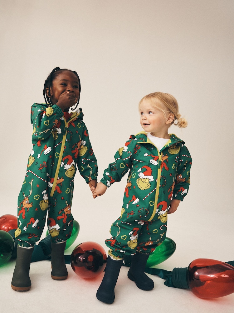 The Grinch Waterproof Printed Puddlesuit (9mths-7yrs) - Image 1 of 5 The Grinch Waterproof Printed Puddlesuit (9mths-7yrs) - Image 1 of 5