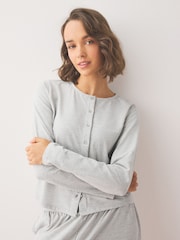 Grey Jersey Balloon Leg Button Through Long Sleeve Pyjamas - Image 5 of 9
