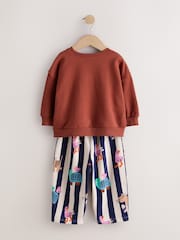 Pink/Ecru Duck Character Sweatshirt and Barrel Trousers Set 2 Pack (3mths-7yrs) - Image 10 of 12