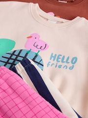 Pink/Ecru Duck Character Sweatshirt and Barrel Trousers Set 2 Pack (3mths-7yrs) - Image 12 of 12