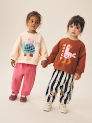 Pink/Ecru Duck Character Sweatshirt and Barrel Trousers Set 2 Pack (3mths-7yrs) - Image 2 of 5