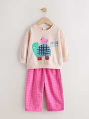 Pink/Ecru Duck Character Sweatshirt and Barrel Trousers Set 2 Pack (3mths-7yrs) - Image 8 of 12
