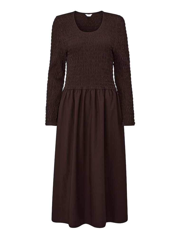Cotton Traders Brown Jersey and Woven Midi Dress - Image 4 of 4 Cotton Traders Brown Jersey and Woven Midi Dress - Image 4 of 4