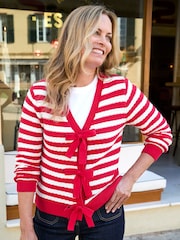 Cotton Traders Red Bow Detail Cardigan - Image 1 of 3