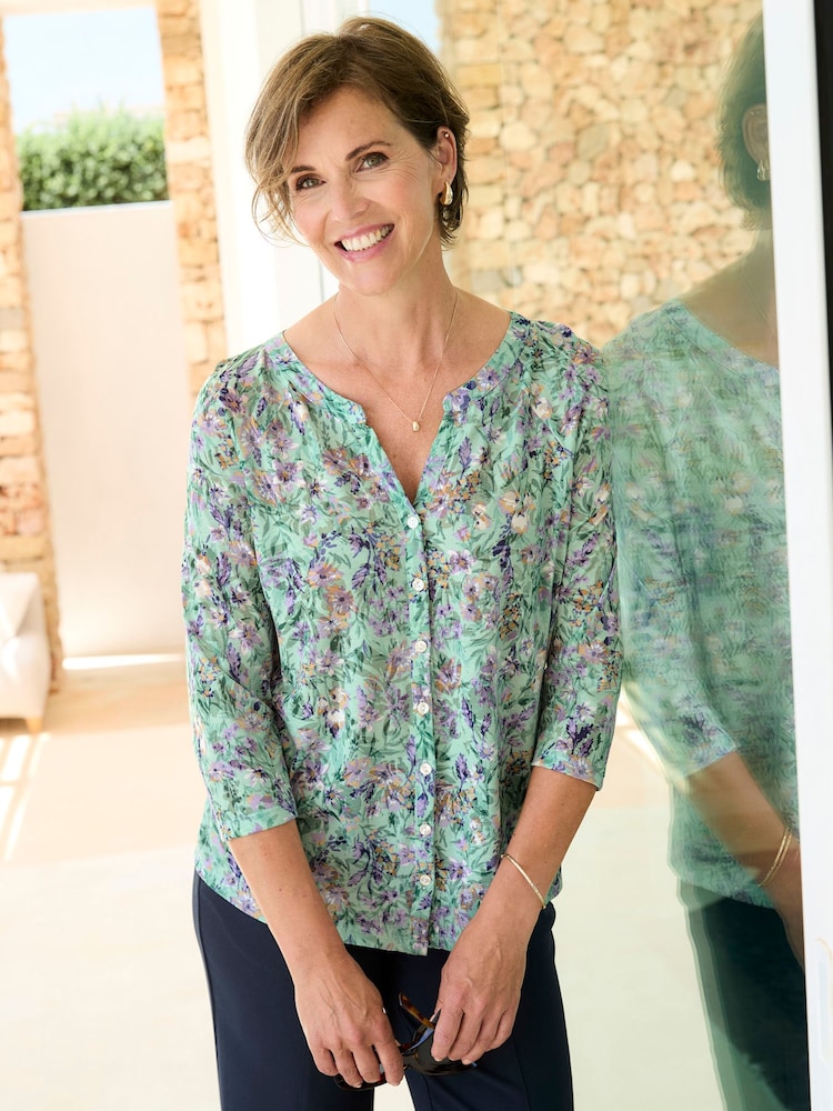 Cotton Traders Green Burnout Jersey Tunic - Image 1 of 3