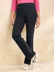 Cotton Traders Black Stretch Jersey Denim Straight Leg Pull On Jeggings - Image 1 of 2