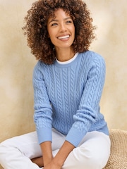 Cotton Traders Blue Cutest Cable Jumper - Image 2 of 4