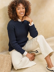 Cotton Traders Blue Cutest Cable Jumper - Image 3 of 4