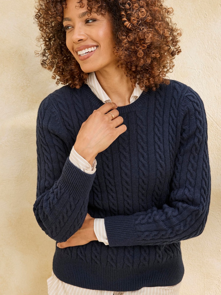 Cotton Traders Blue Cutest Cable Jumper - Image 4 of 4