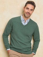 Cotton Traders Green V-Neck Jumper - Image 1 of 4