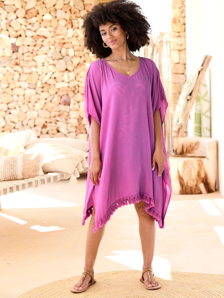 Cotton Traders Purple Crinkle Beach Dress - Image 1 of 3