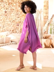 Cotton Traders Purple Crinkle Beach Dress - Image 2 of 3