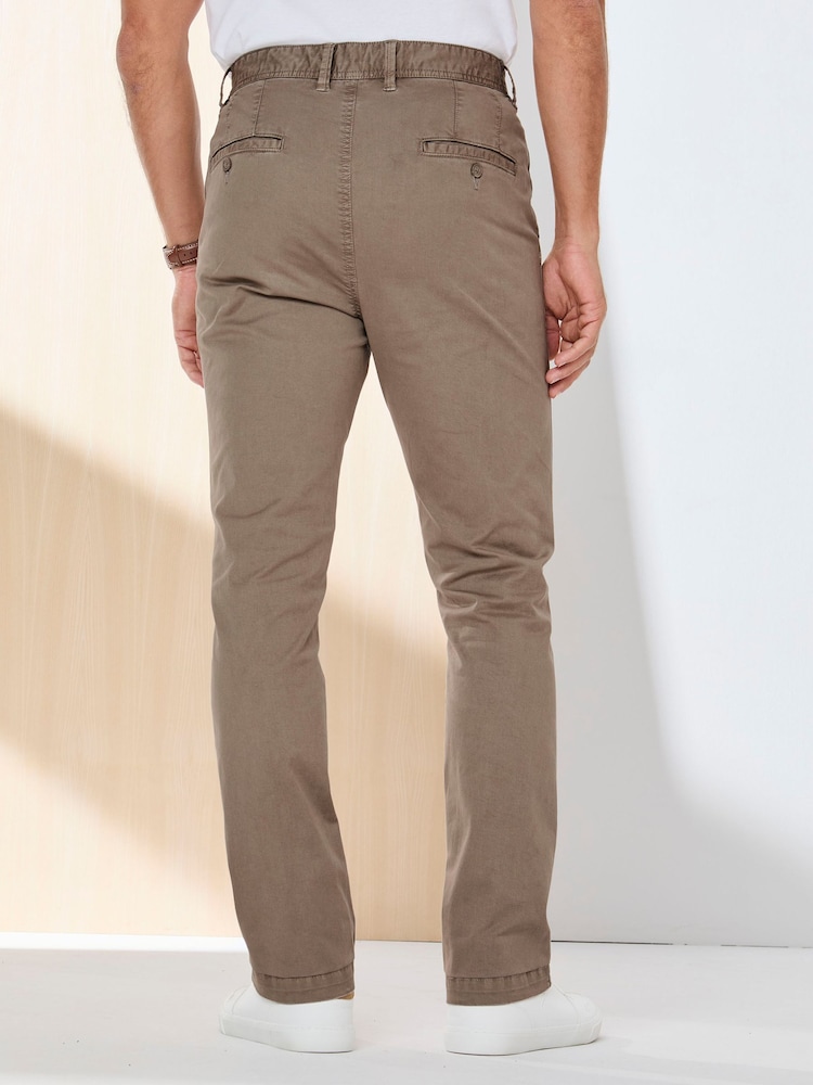 Cotton Traders Brown Signature Flat Front Stretch Chino Trousers - Image 2 of 4 Cotton Traders Brown Signature Flat Front Stretch Chino Trousers - Image 2 of 4