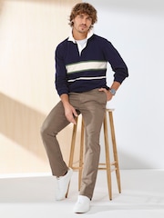 Cotton Traders Brown Signature Flat Front Stretch Chino Trousers - Image 3 of 4