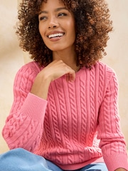 Cotton Traders Orange Cutest Cable Jumper - Image 3 of 4