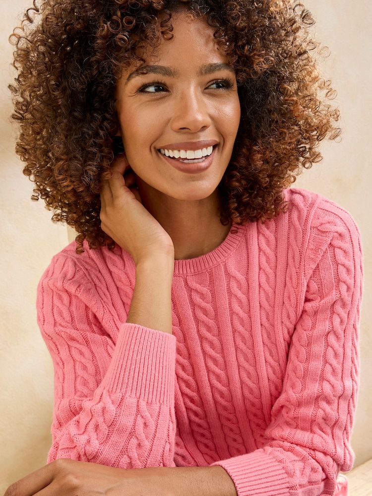 Cotton Traders Orange Cutest Cable Jumper - Image 4 of 4