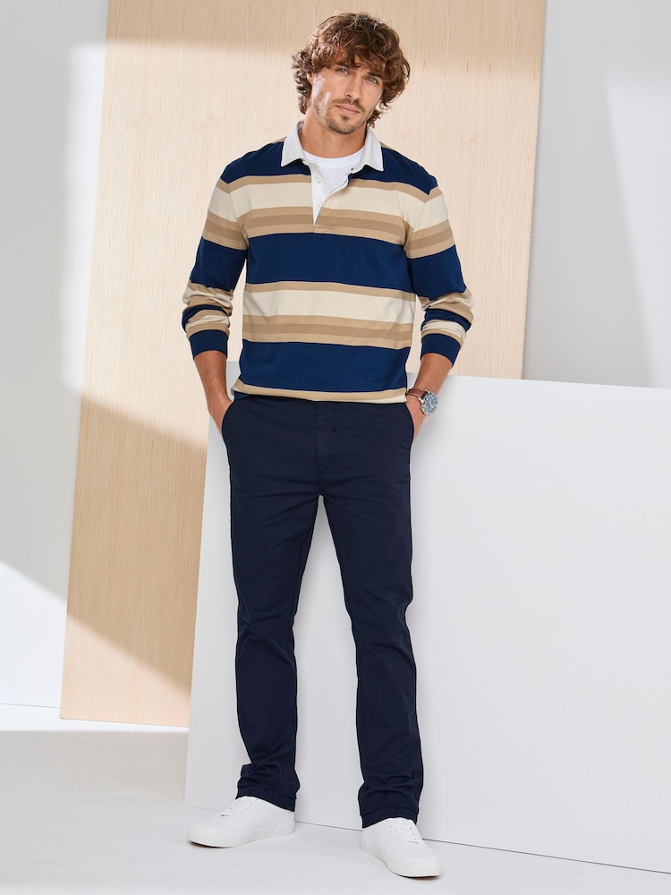 Cotton Traders Blue Signature Flat Front Stretch Chino Trousers - Image 4 of 4